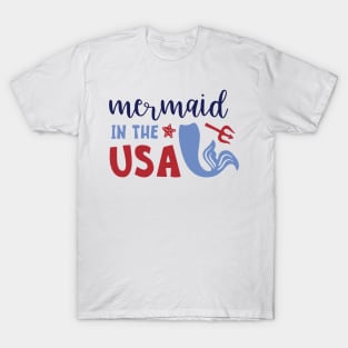 Mermaid in the USA 4th of July Patriotic Gift Women Girl T-Shirt